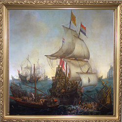 Dutch ships ramming Spanish galleys off the English coast