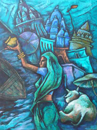 Acrylic on Canvas by Nageshwar Rao.T